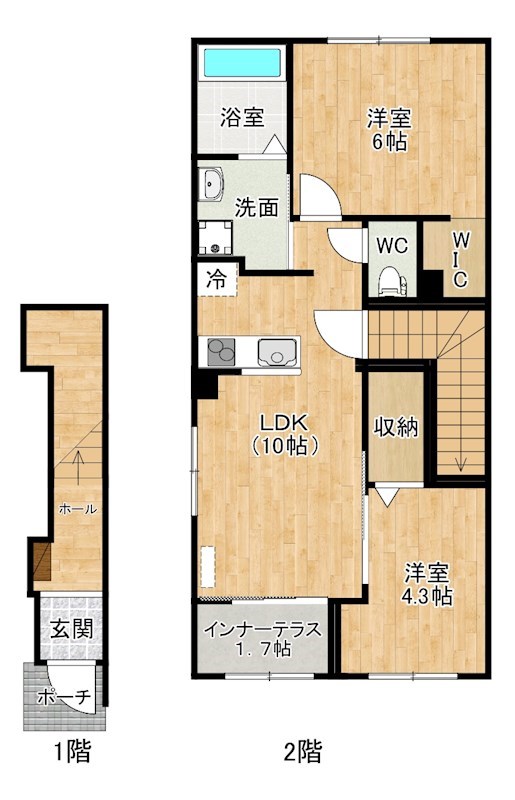 仮）北区原町1丁目新築アパート 201号室 間取り