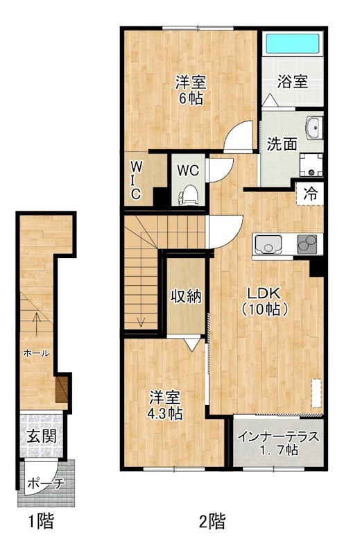 仮）北区原町1丁目新築アパート  202号室 間取り