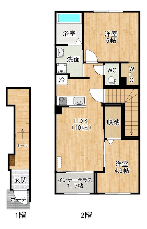 仮）北区原町1丁目新築アパート 203号室 間取り