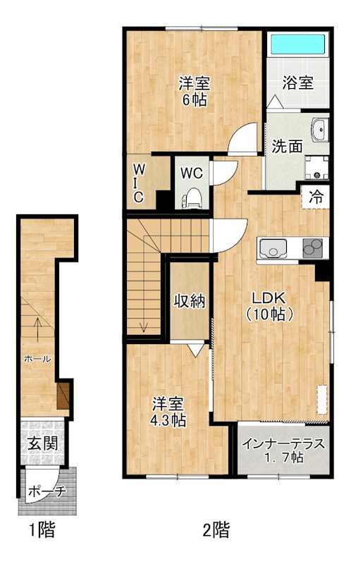 仮）北区原町1丁目新築アパート 206号室 間取り