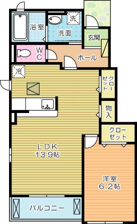 ドミール赤坂  102号室 間取り