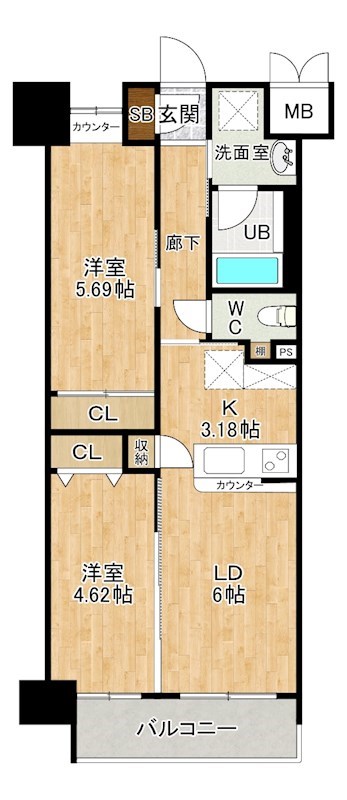 ウィングス門司駅前 1002号室 間取り