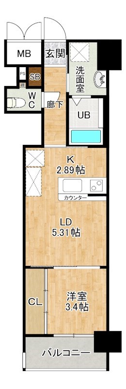 ウィングス門司駅前 1006号室 間取り