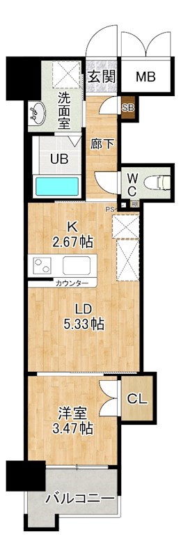 ウィングス門司駅前 1007号室 間取り