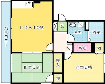 クレール徳力Ⅱ  302号室 間取り