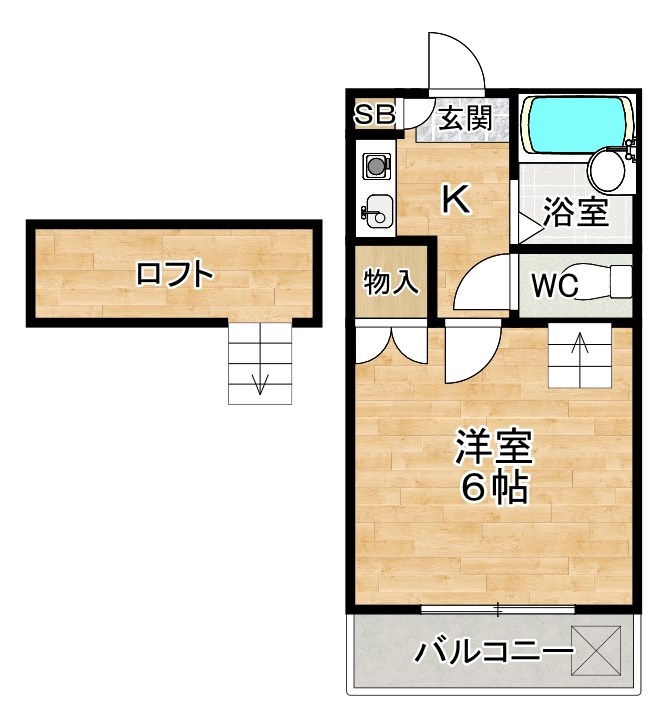 オアシス北方  102号室 間取り