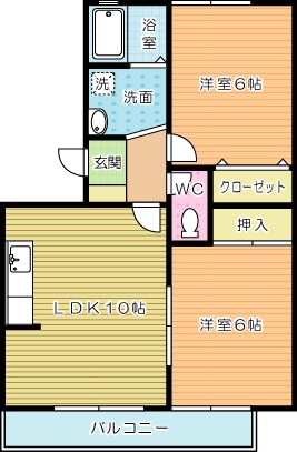 エクレール亀田Ｂ棟  201号室 間取り