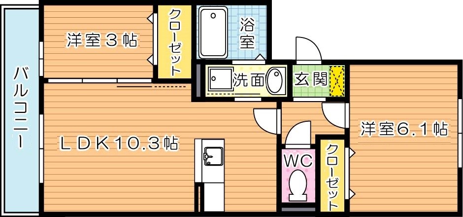 クレール緑 303号室 間取り