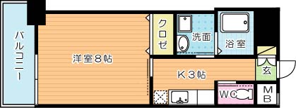 プルーム下到津  405号室 間取り