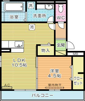 エスポワール祇園Ｂ 205号室 間取り