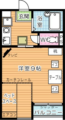 ＭＯＯＮ下到津Ｃ棟  102号室 間取り