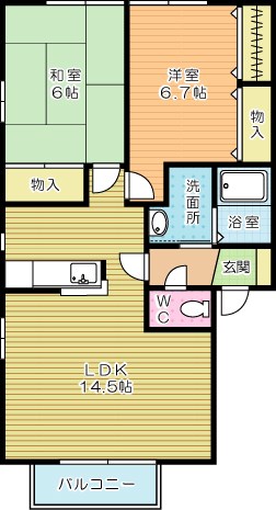 プリムヴェールパルク　Ａ棟 101号室 間取り