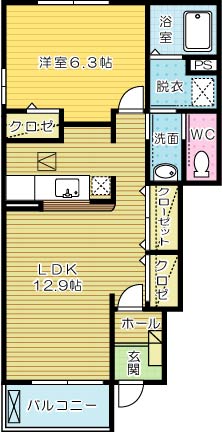 メリディオ葛原Ｃ  101号室 間取り