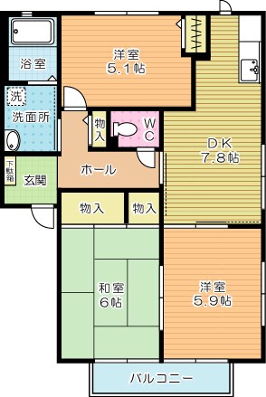 オークハイツ 202号室 間取り