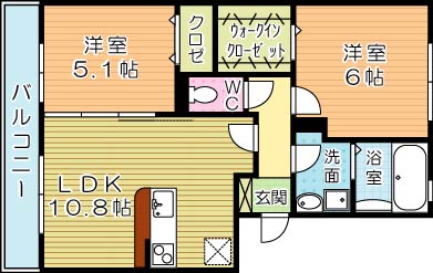 あぅん霧ヶ丘  305号室 間取り