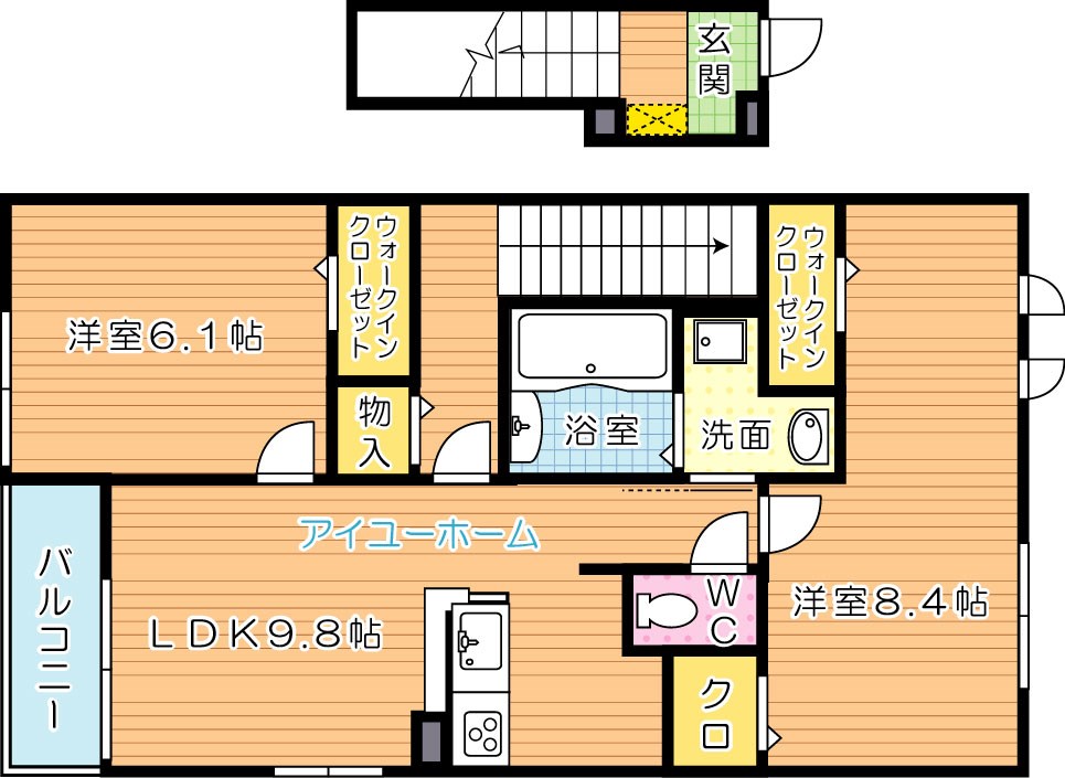 カルムラパン藤乃木　Ⅰ 201号室 間取り