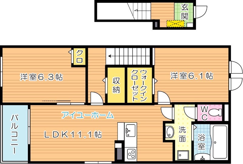 カルムラパン藤乃木　Ⅱ 201号室 間取り