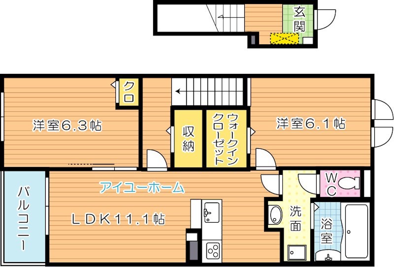 カルムラパン藤乃木　Ⅱ 202号室 間取り