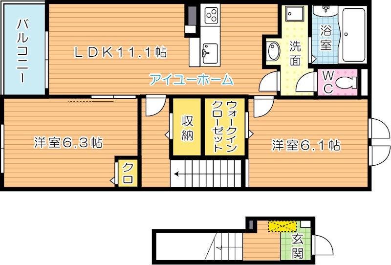 カルムラパン藤乃木　Ⅱ 205号室 間取り