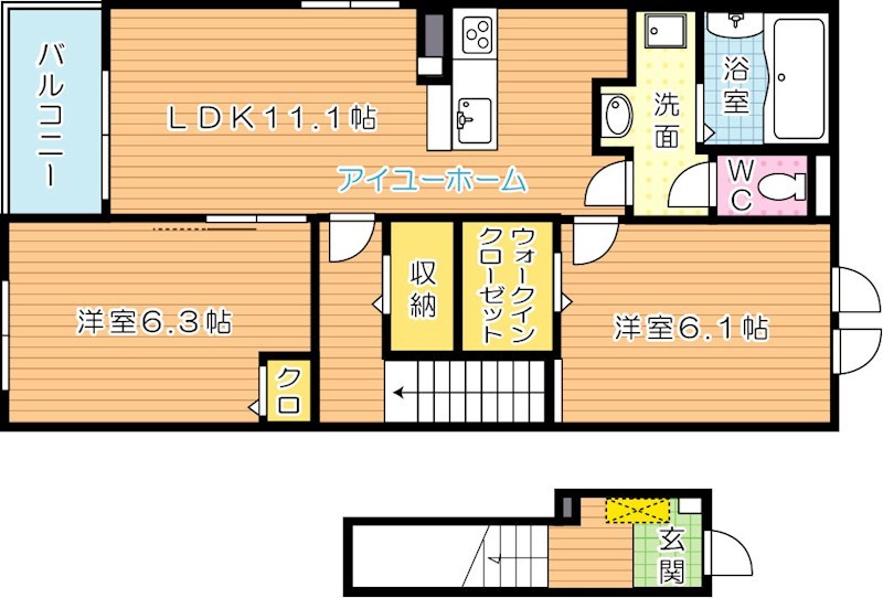 カルムラパン藤乃木　Ⅱ 206号室 間取り