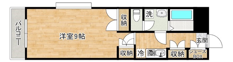 シャルマンステューディオⅠ 401号室 間取り