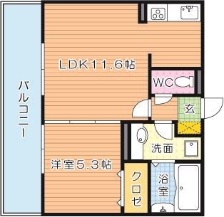 Polonia Wakamatsu　B棟（ポロニア若松） 306号室 間取り
