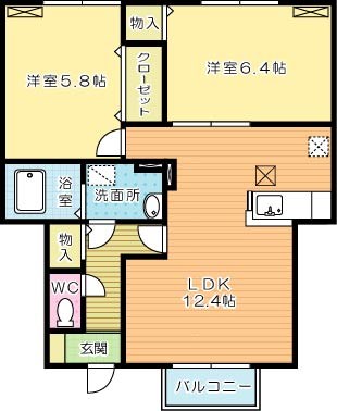 ユニメゾン葛原Ａ 102号室 間取り