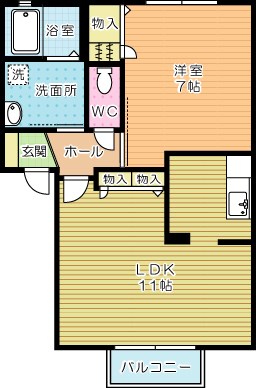 グリーンヒルⅡ  102号室 間取り