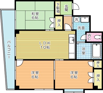 オークランドハイツ 4-E号室 間取り