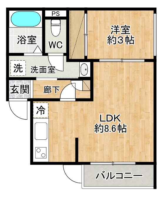 Calm下曽根（カーム下曽根） 102号室 間取り