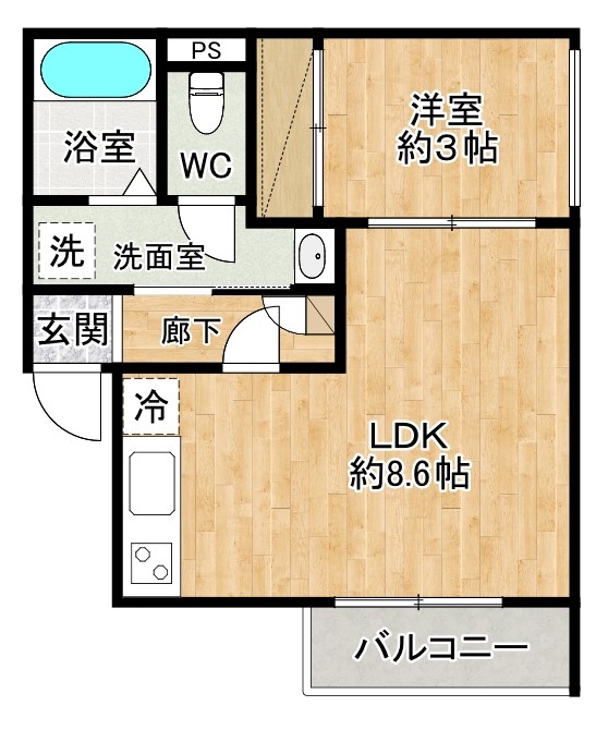 Calm下曽根（カーム下曽根） 202号室 間取り