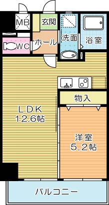 LE GRAND BLEU QUATRE（グランブルーキャトル）  601号室 間取り