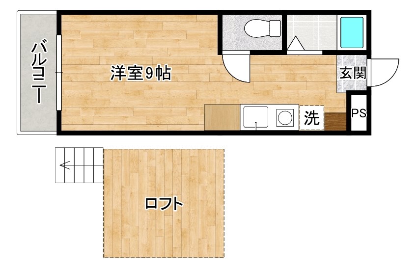 アップルハウス井堀　B棟 106号室 間取り
