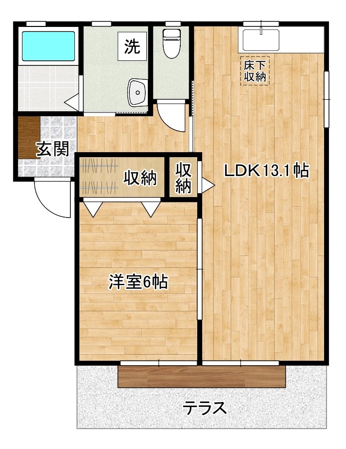 咲ら坂Ｈｉ！　Ｈ棟  102号室 間取り