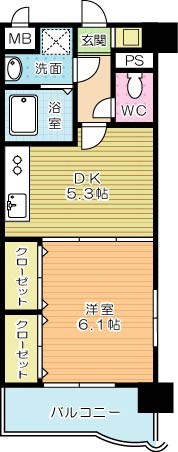 ニューシティアパートメンツ南小倉Ⅱ 401号室 間取り