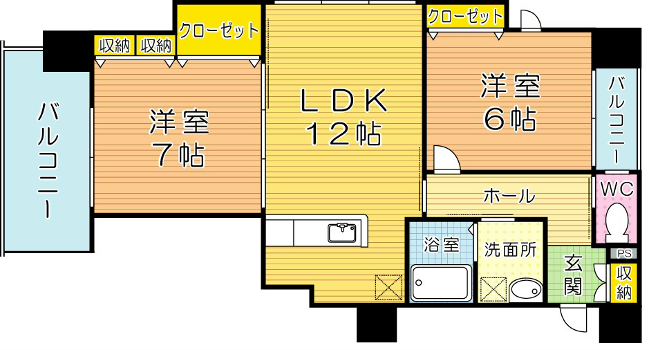 ハビテ下到津 603号室 間取り