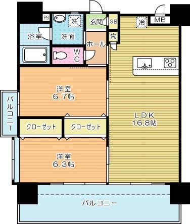 フェルト１０２１   701号室 間取り