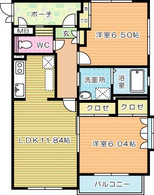 高峰ポロニア 206号室 間取り