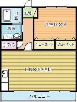 花やしき下富野 202号室 間取り
