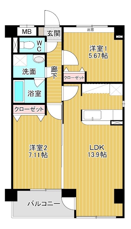 ラフィナーレアースコート魚町 1202号室 間取り