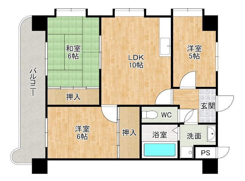 ニューエバーグリーン小倉 607号室 間取り