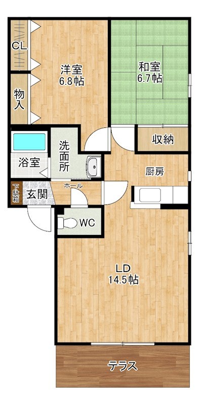 プリムヴェールパルク　Ａ棟  102号室 間取り