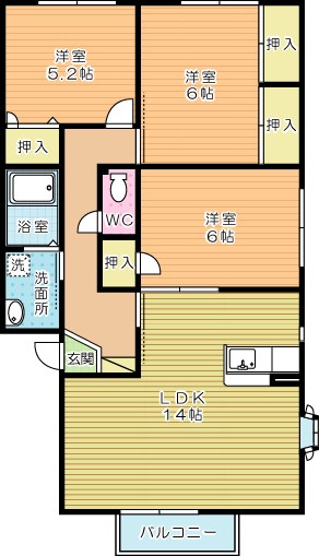 ソルジェンテ南方　Ａ棟  102号室 間取り
