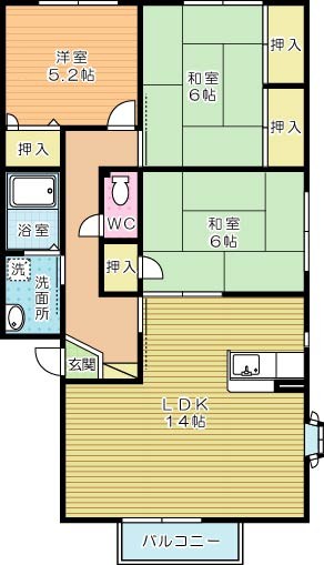 ソルジェンテ南方　Ａ棟  102号室 間取り