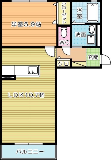クラヴィエ三萩野Ｆ   103号室 間取り