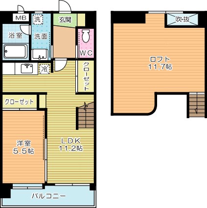 コンプレート富士見   1202号室 間取り