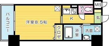 アンシャール 802号室 間取り