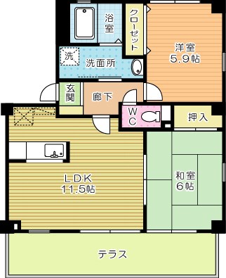 フォブール徳力  101号室 間取り