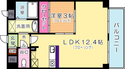 門司ポロニア 808号室 間取り