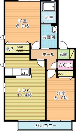 樹林  102号室 間取り